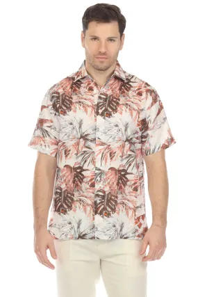 100% Linen Natural Hawaiian Short Sleeve Shirt