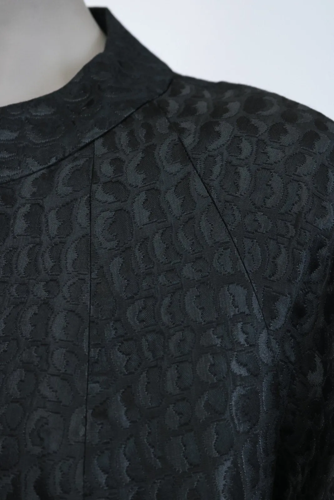 1960s Croc Embossed Collarless Balmacaan Overcoat