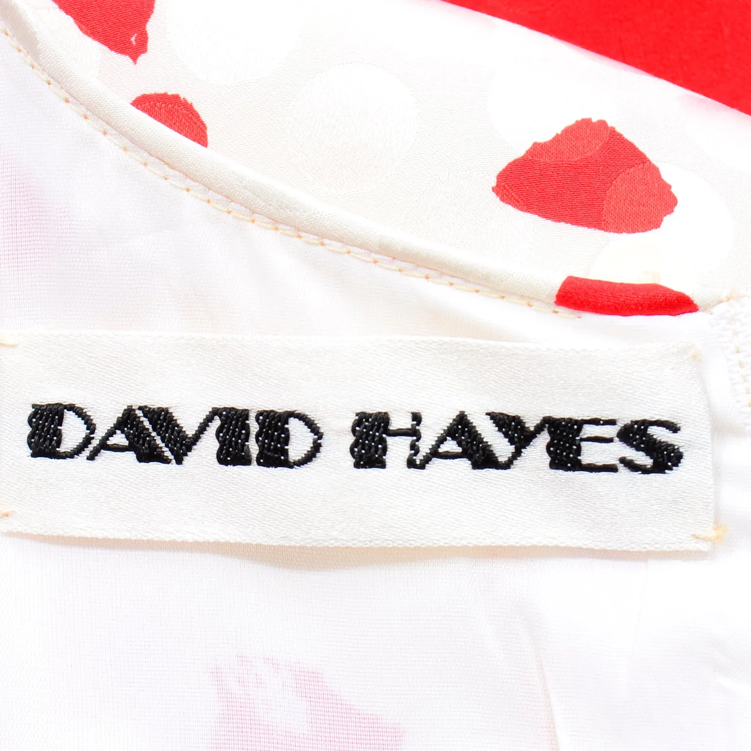 1980s David Hayes Red & White Print Dress & Cropped Jacket