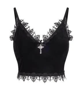 1980s Lace Patchwork Cross Crop Camisole