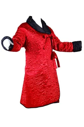 1980s Sonia Rykiel Reversible Quilted Red & Black Coat With Hood