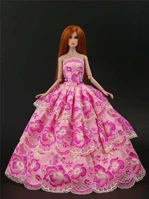 2017 New handmake wedding Dress  Fashion  Clothing Gown For Barbie doll Free shipping