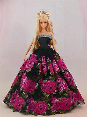 2017 New handmake wedding Dress  Fashion  Clothing Gown For Barbie doll Free shipping