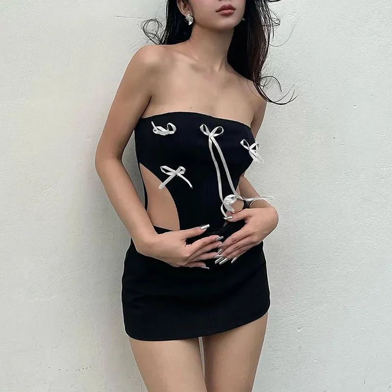 2024 Summer Valentine's Day Bow Decoration Hollow Out Strapless Romper Tank Top