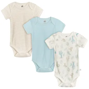 3-Pack Baby Boys Desert Cactus Short Sleeve Bodysuits