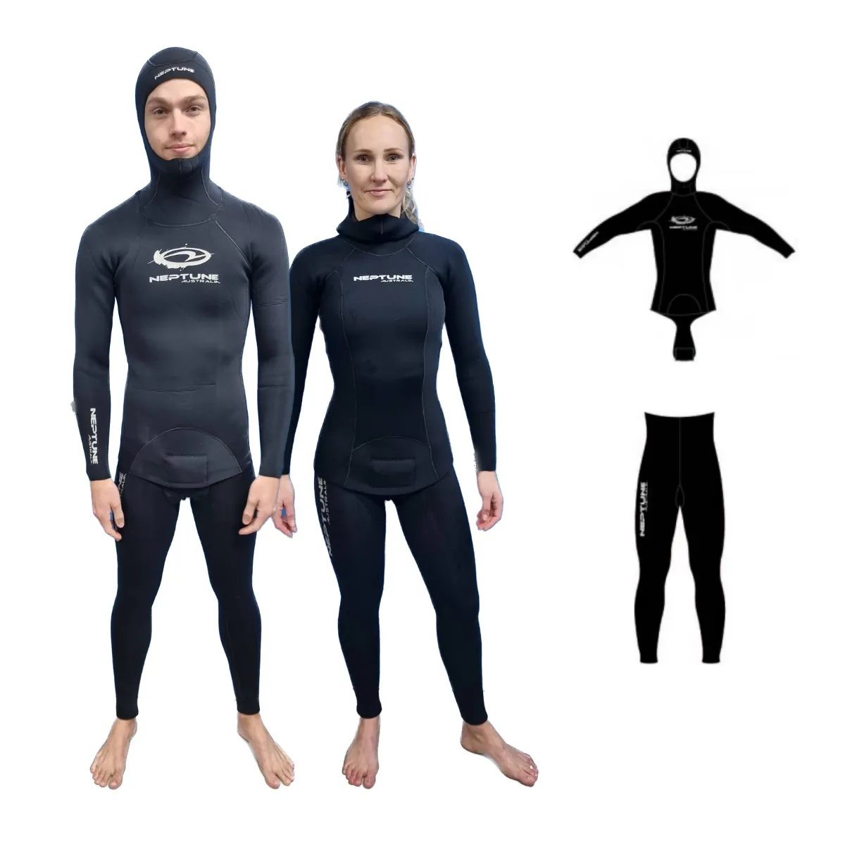 3mm Neptune 2 Piece Freediving Wetsuit Male and Female Tops and Bottoms Mix & Match