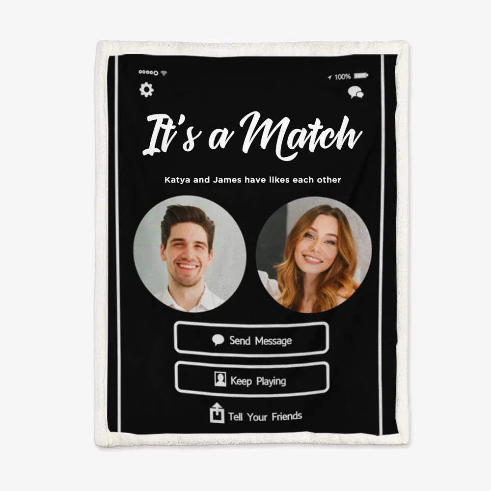 4FunGift® Custom Blankets Valentine's Day Gift Personalized It'S A Match Couple Blanket Couple Gifts