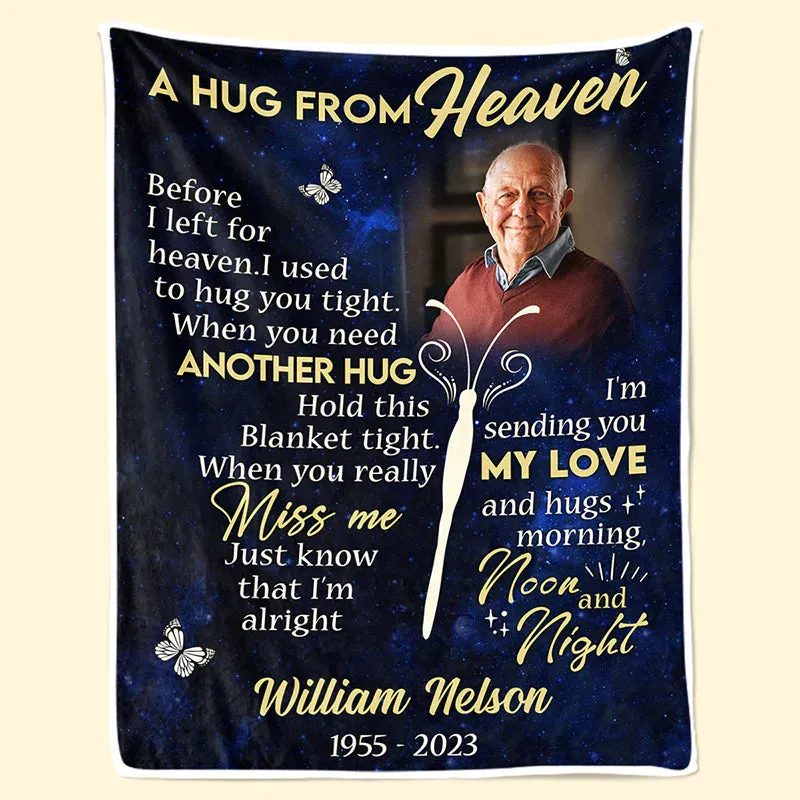 4FunGift® Custom Photo This Is A Hug From Heaven - Memorial Personalized Custom Blanket - Christmas Gift, Sympathy Gift For Family Members