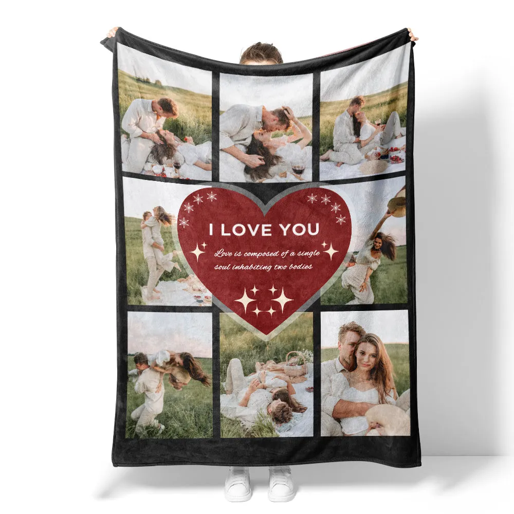 4FunGift® Love is Composed of a Single Soul Inhabiting Two Bodies Couple Love Blanket Customized 8 Pictures