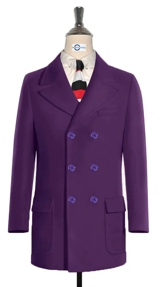 60's Retro Purple Double Breasted Pea Coat