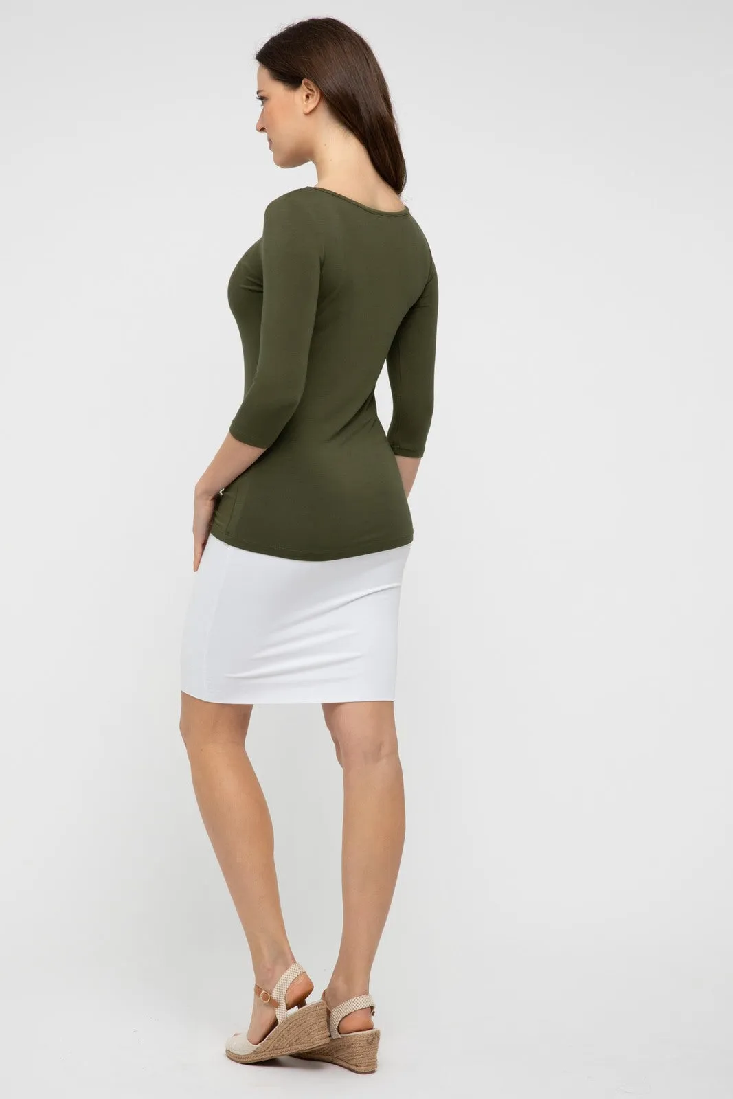 Ada Bamboo Boatneck Top - Dark Olive