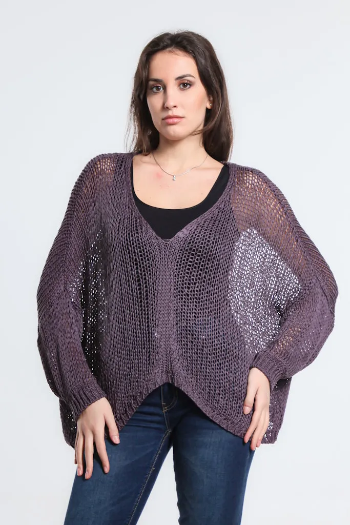 Adena Butterfly Open Knit Topper (BLS143)