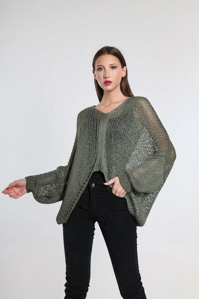 Adena Butterfly Open Knit Topper (BLS143)