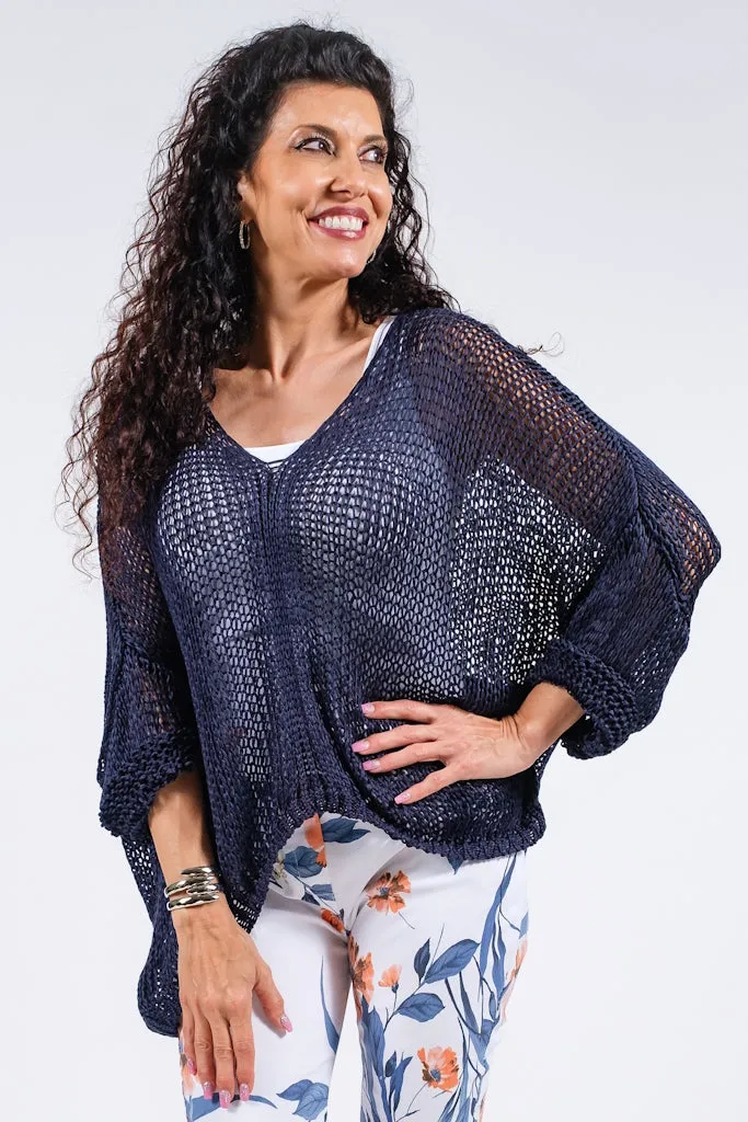 Adena Butterfly Open Knit Topper (BLS143)