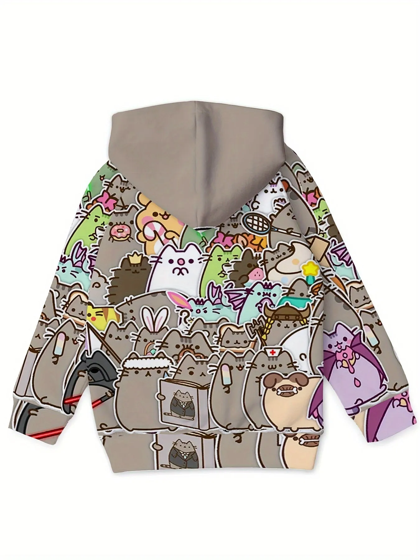 Adorable Cartoon Kitten Hoodie - Soft, Long Sleeve, Loose Fit, Versatile Sweatshirt with Kangaroo Pocket for Girls - Perfect Fall Winter Clothing for Casual Daily Wear