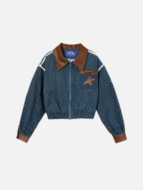 Aelfric Eden Vintage Denim Jacquard Cropped Jacket