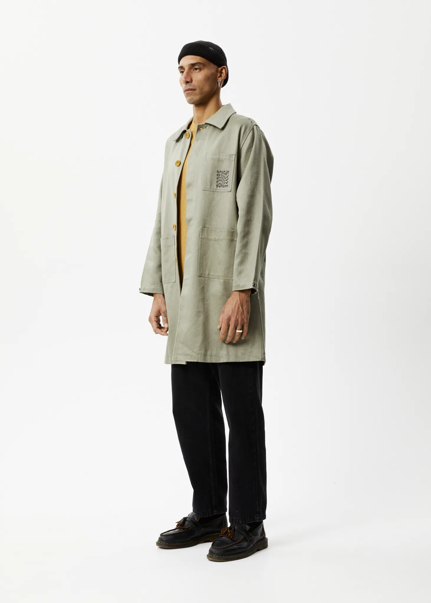 AFENDS Unisex Oracle - Trench Coat - Olive