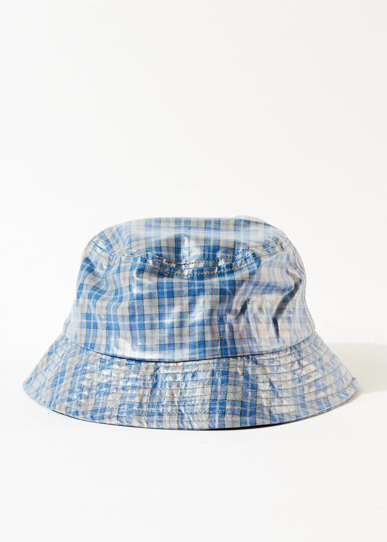 AFENDS Unisex Porcelain - Check Coated Bucket Hat - Electric Blue