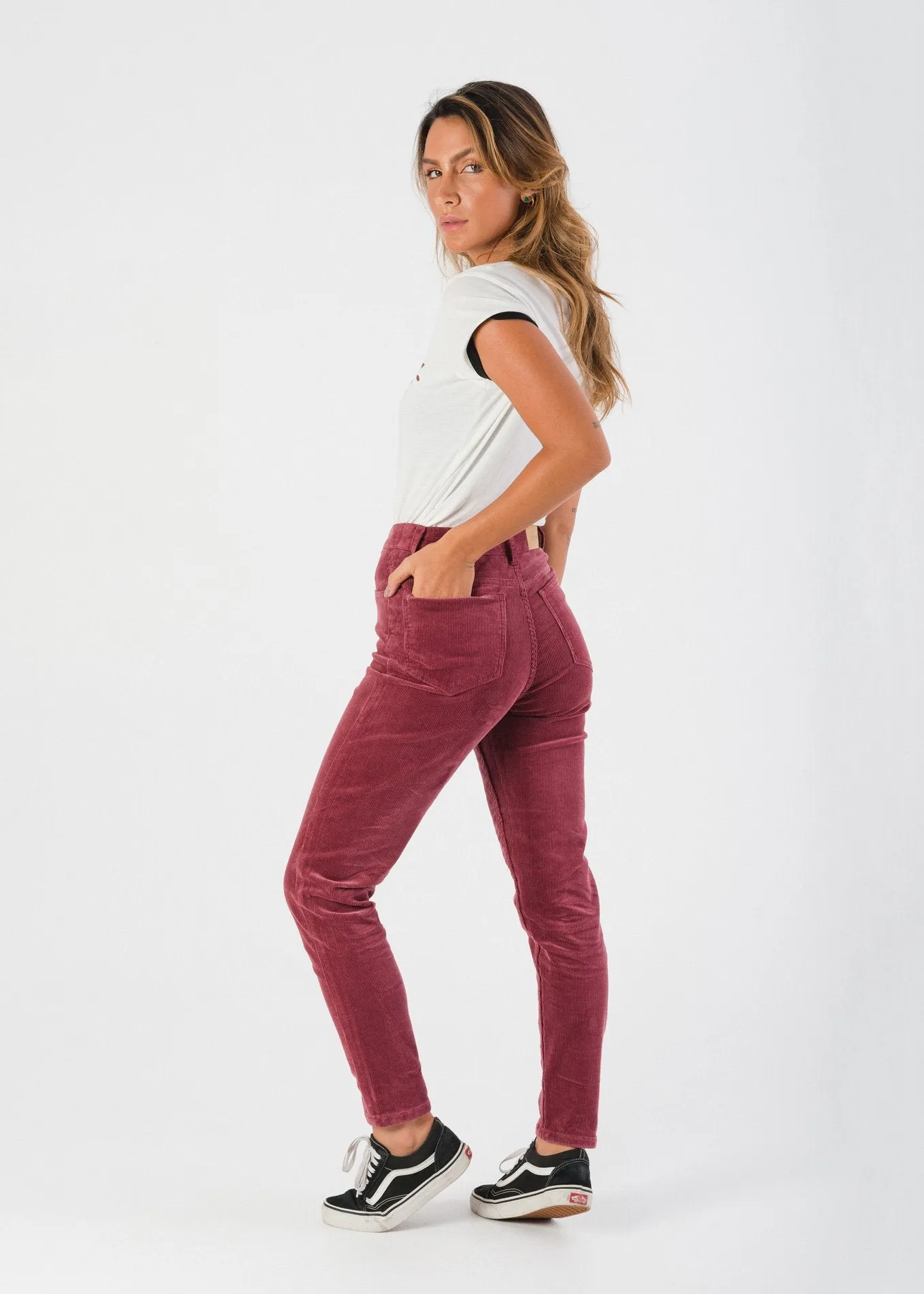 Afends Womens Luckies - Cord High Waist Slim Jeans