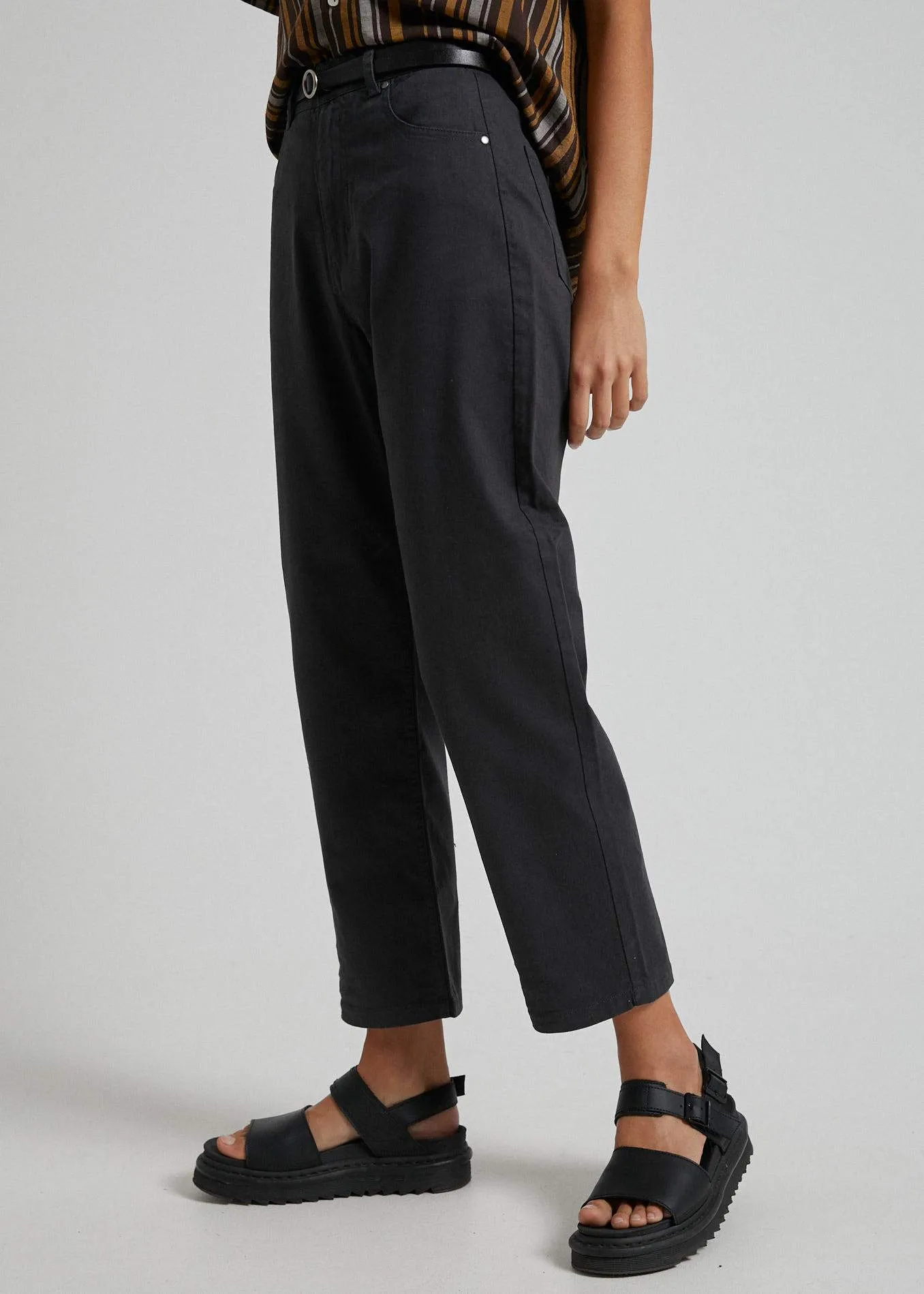 Afends Womens Shelby - Hemp High Waist Wide Leg Pants - Raven