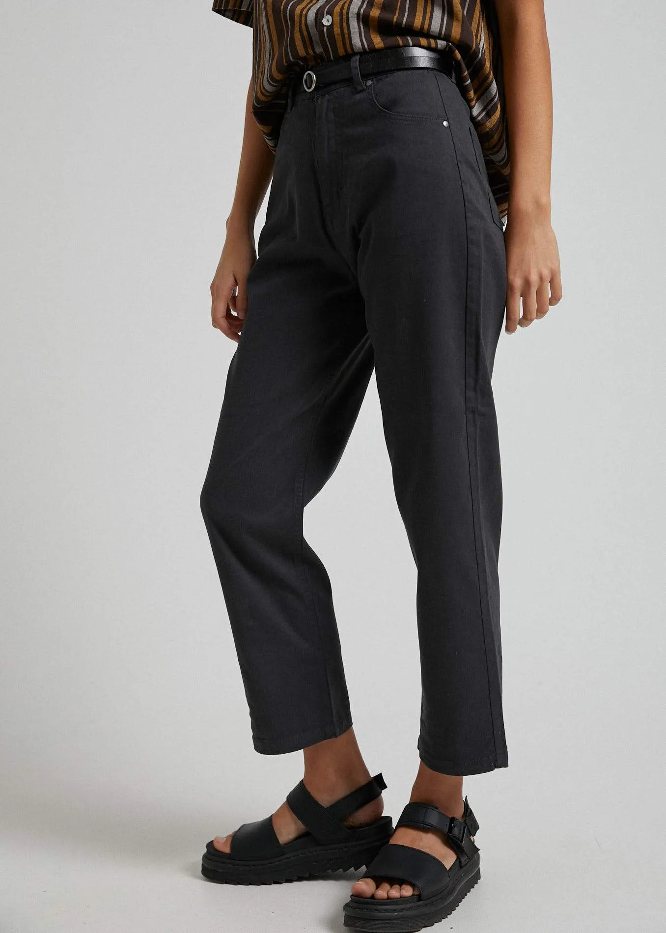 Afends Womens Shelby - Hemp High Waist Wide Leg Pants - Raven