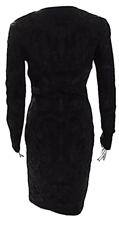 Alexander McQueen UK. Wine Textured Printed Crew Neck Sweater Dress