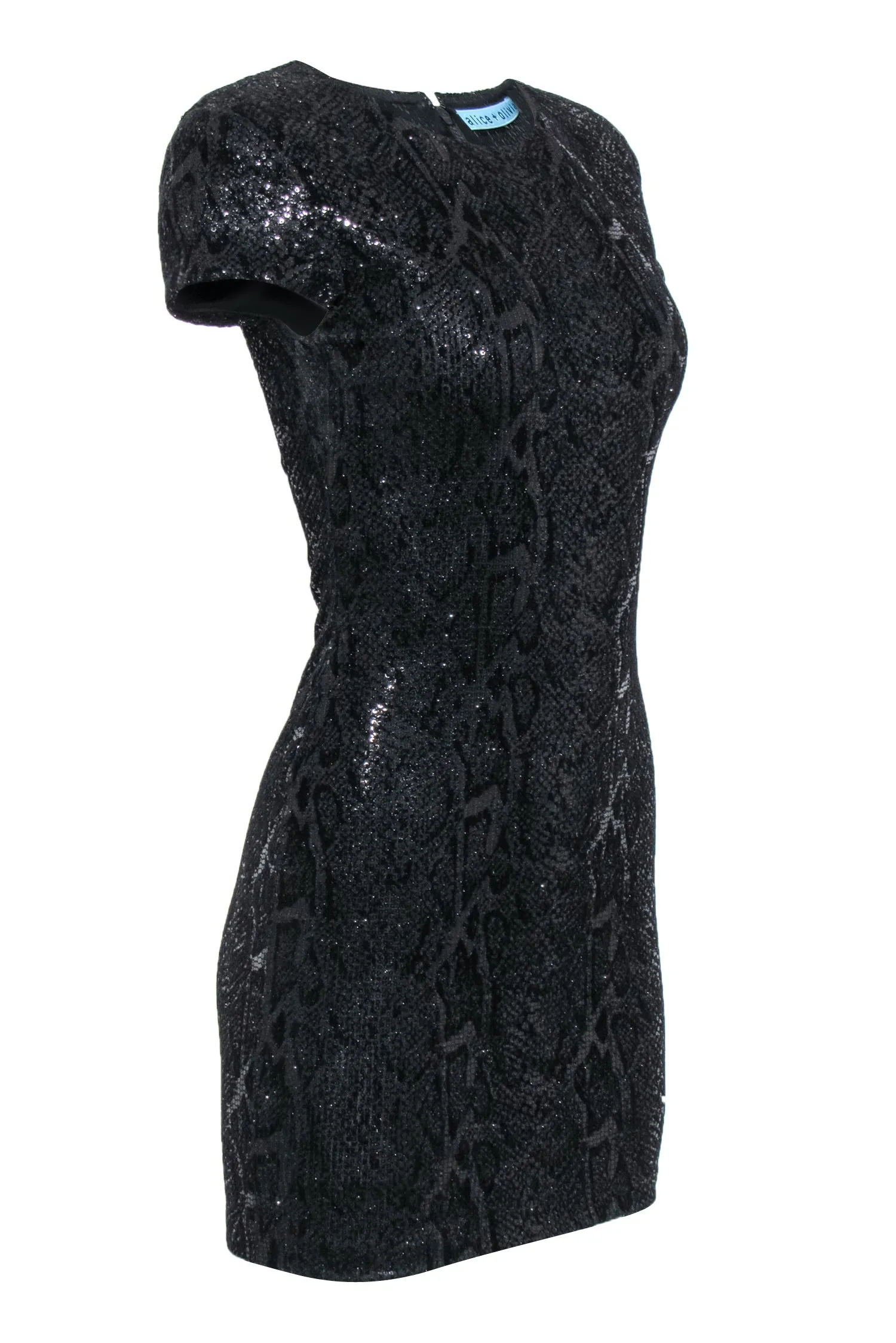 Alice & Olivia - Black Sequin Snake Print Bodycon Dress Sz 0