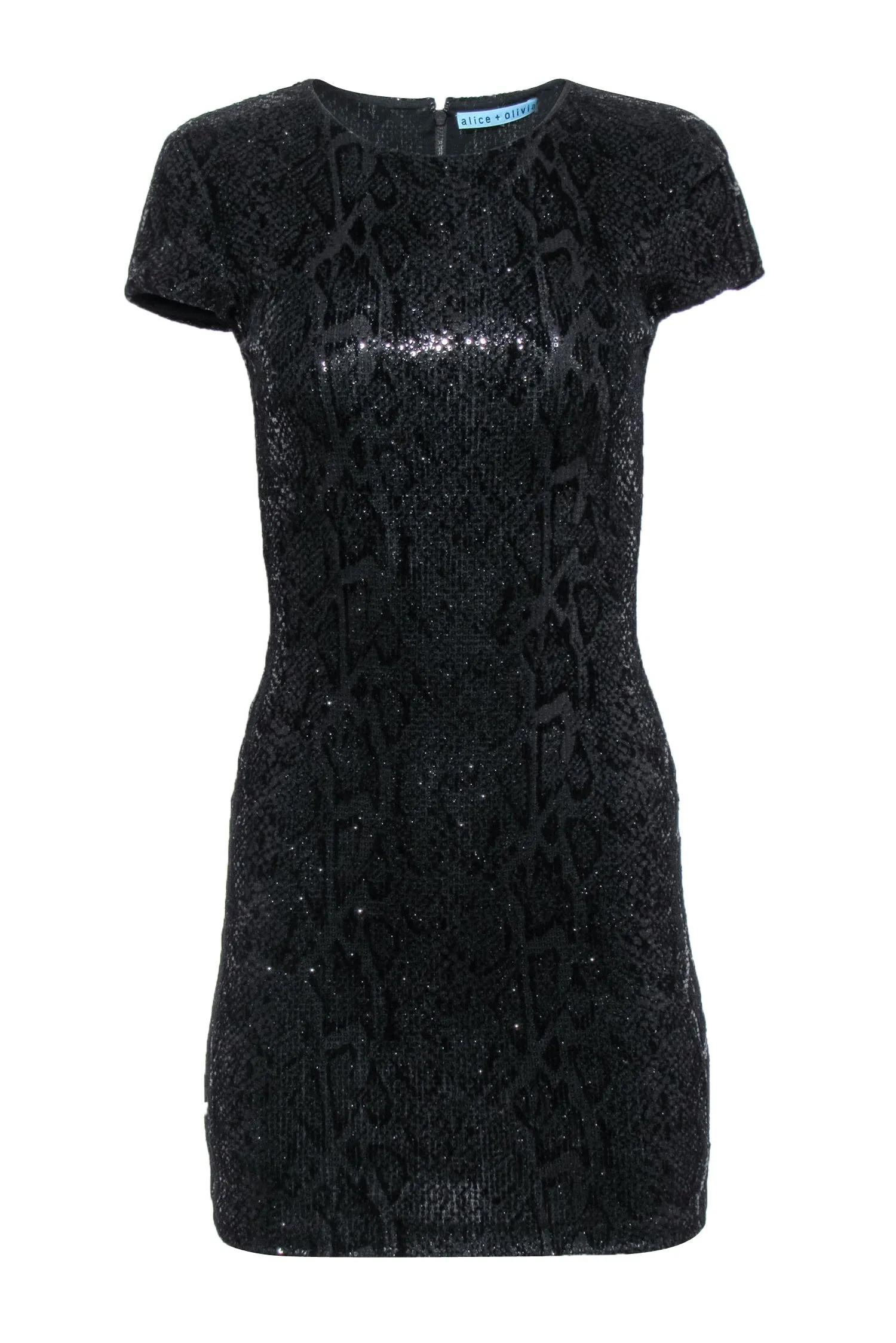 Alice & Olivia - Black Sequin Snake Print Bodycon Dress Sz 0