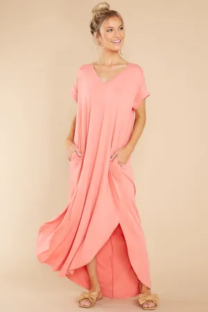 Always The Same Thing Peach Maxi Dress