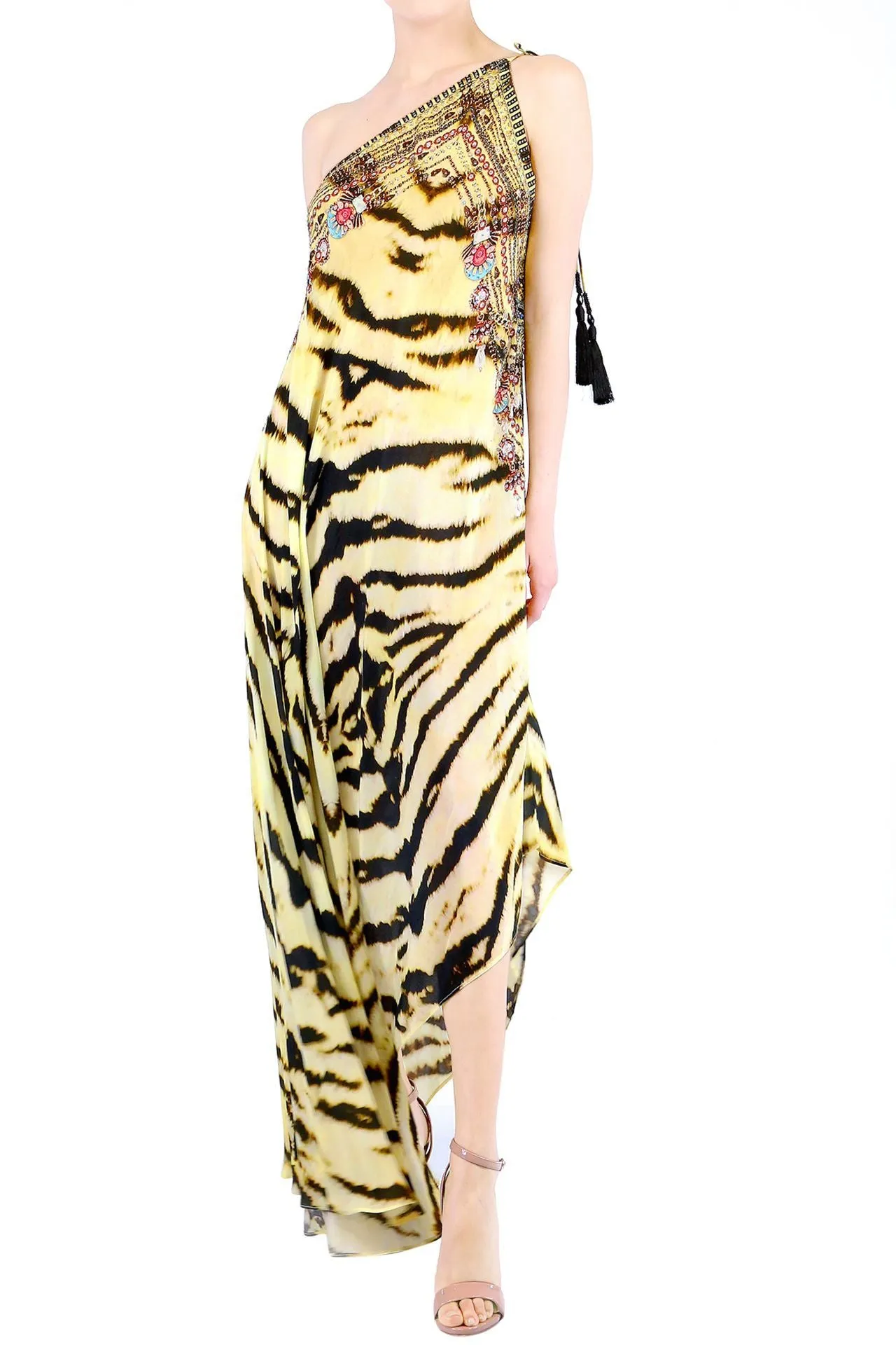 Animal Print Backless Maxi Dress