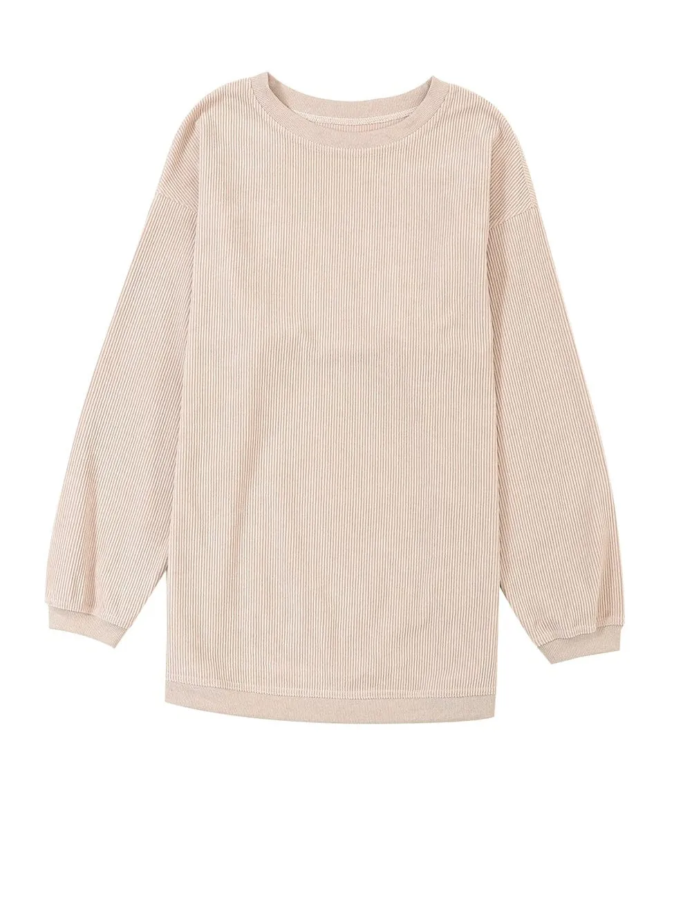 Apricot Corded Ribbed Oversized Sweater