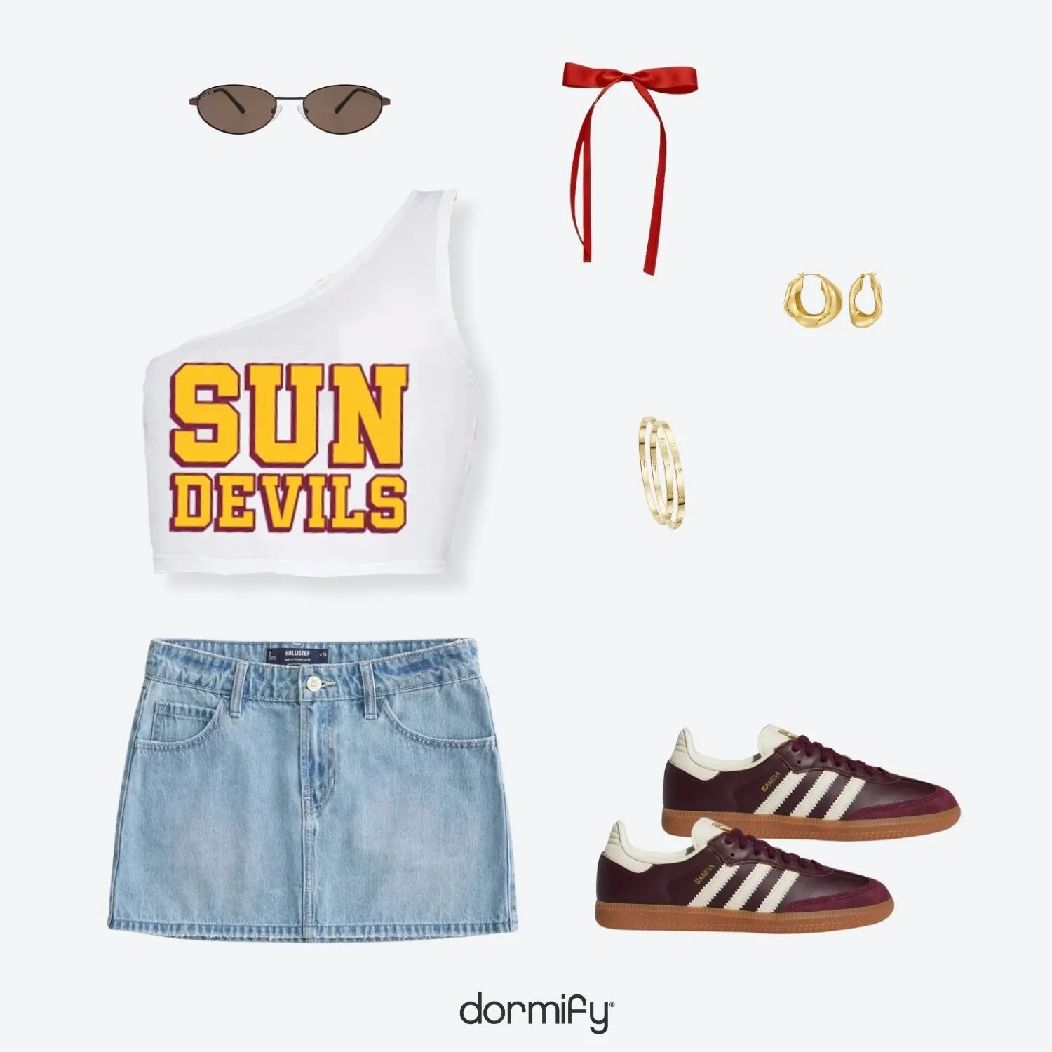 Arizona State White One Shoulder Top