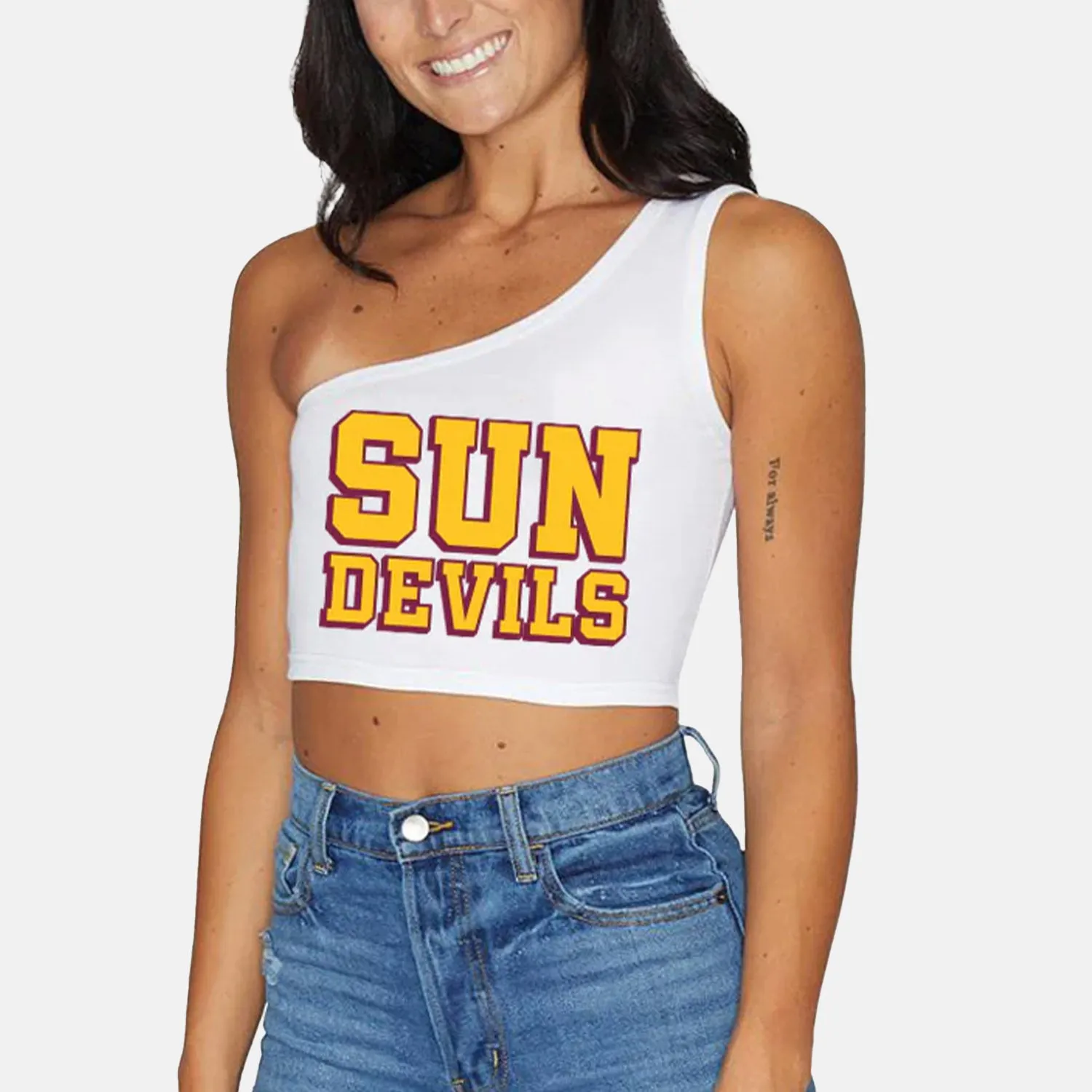 Arizona State White One Shoulder Top