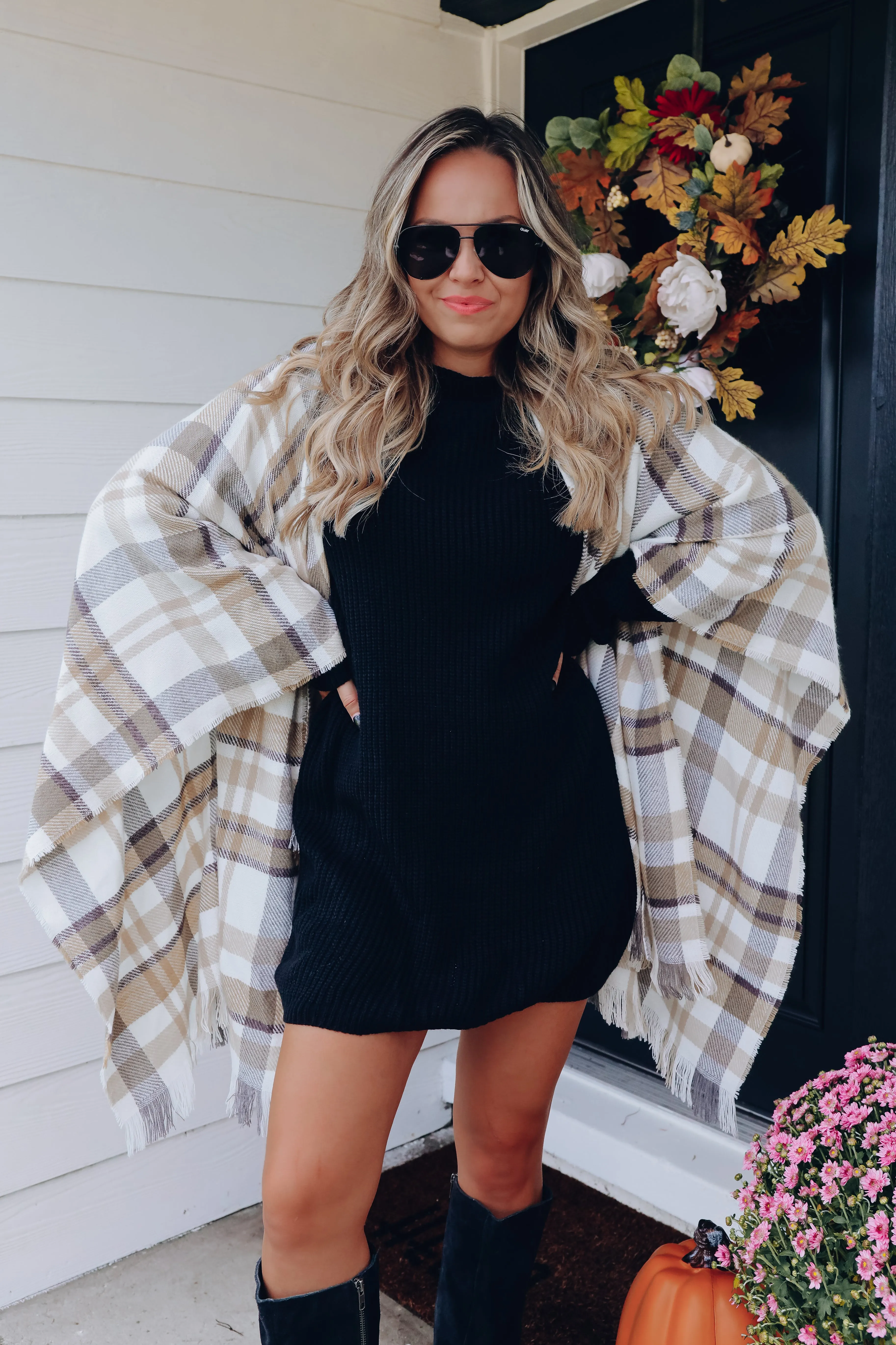 At Last Cold Shoulder Sweater Dress - Black