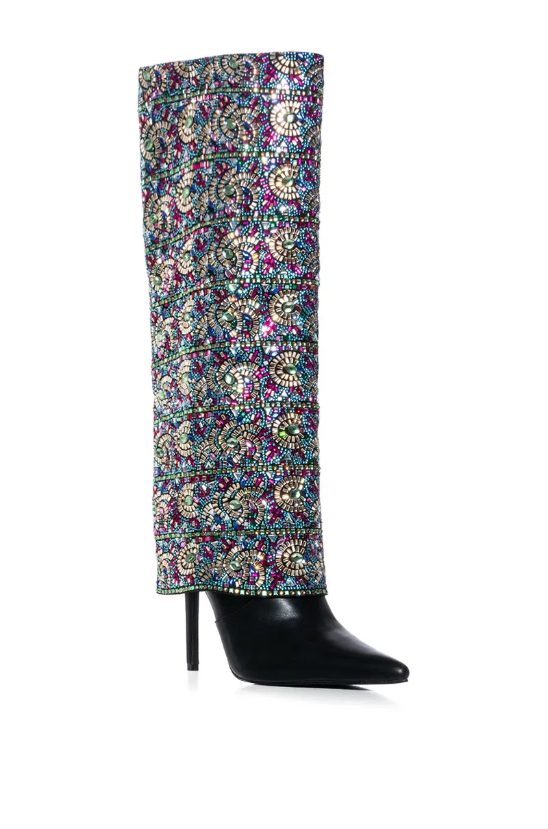 AZALEA WANG AMELIANNA FOLD OVER EMBELLISHED BOOT