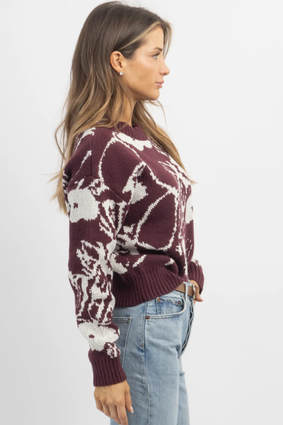 BAKED BROWN PRINT SWEATER