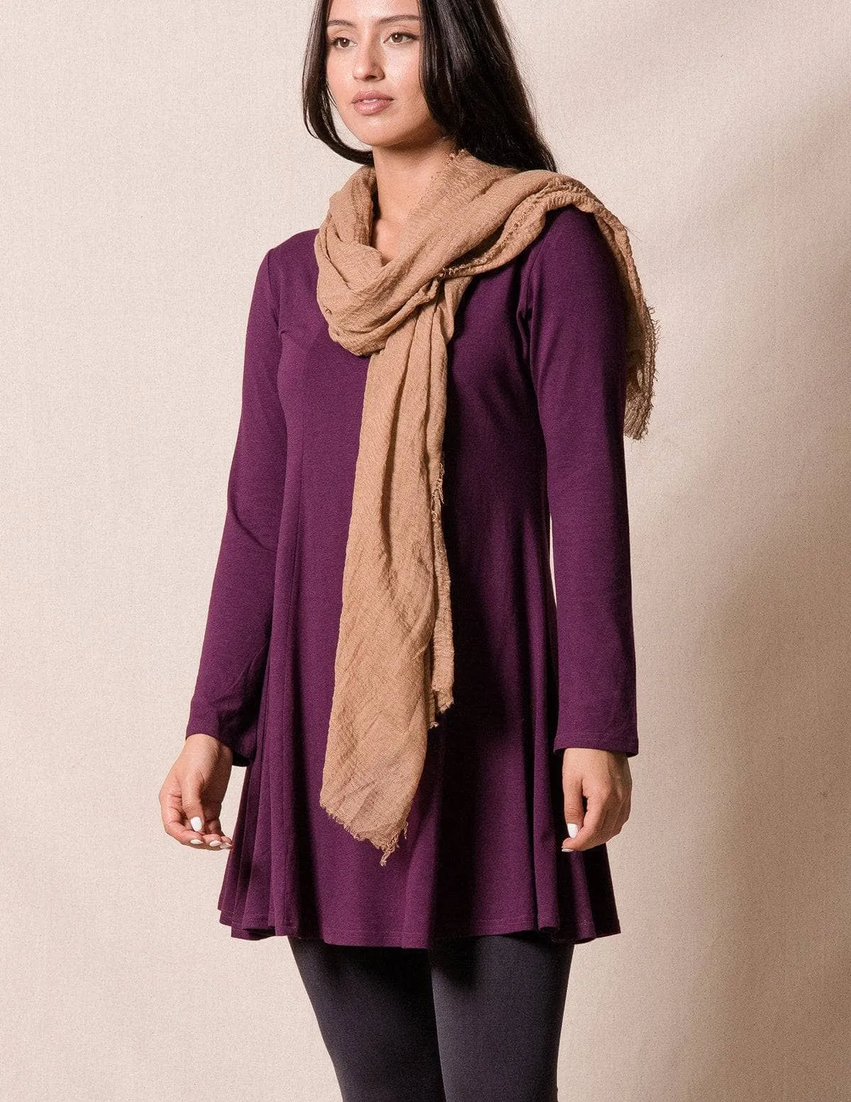 Bamboo/Organic Cotton Tunic Dress - Plum - As-Is-Clearance