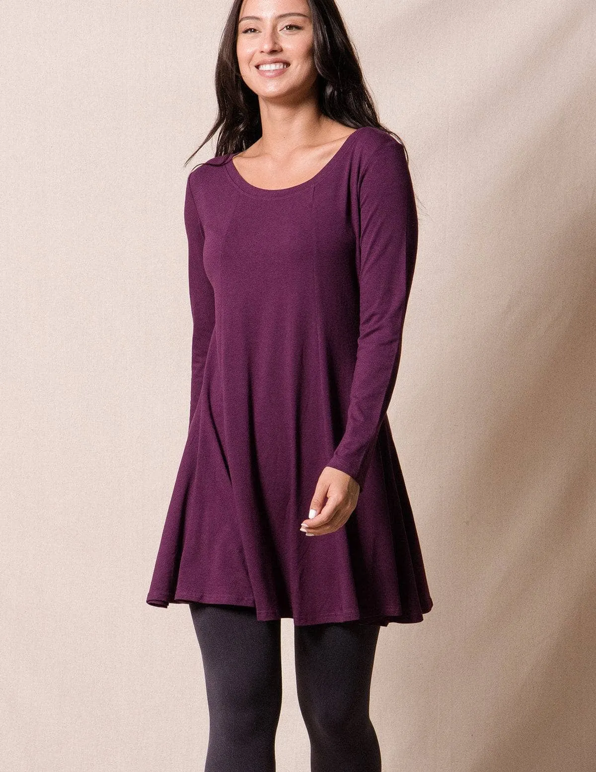 Bamboo/Organic Cotton Tunic Dress - Plum - As-Is-Clearance