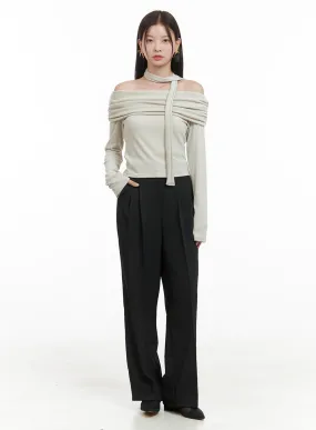 Banded Pintuck Wide Leg Pants OG416