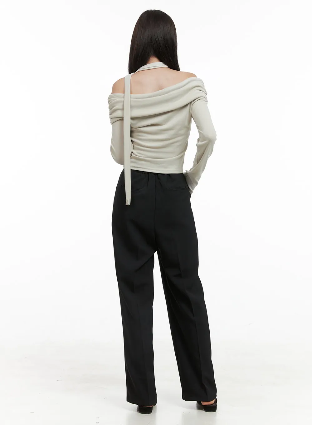 Banded Pintuck Wide Leg Pants OG416