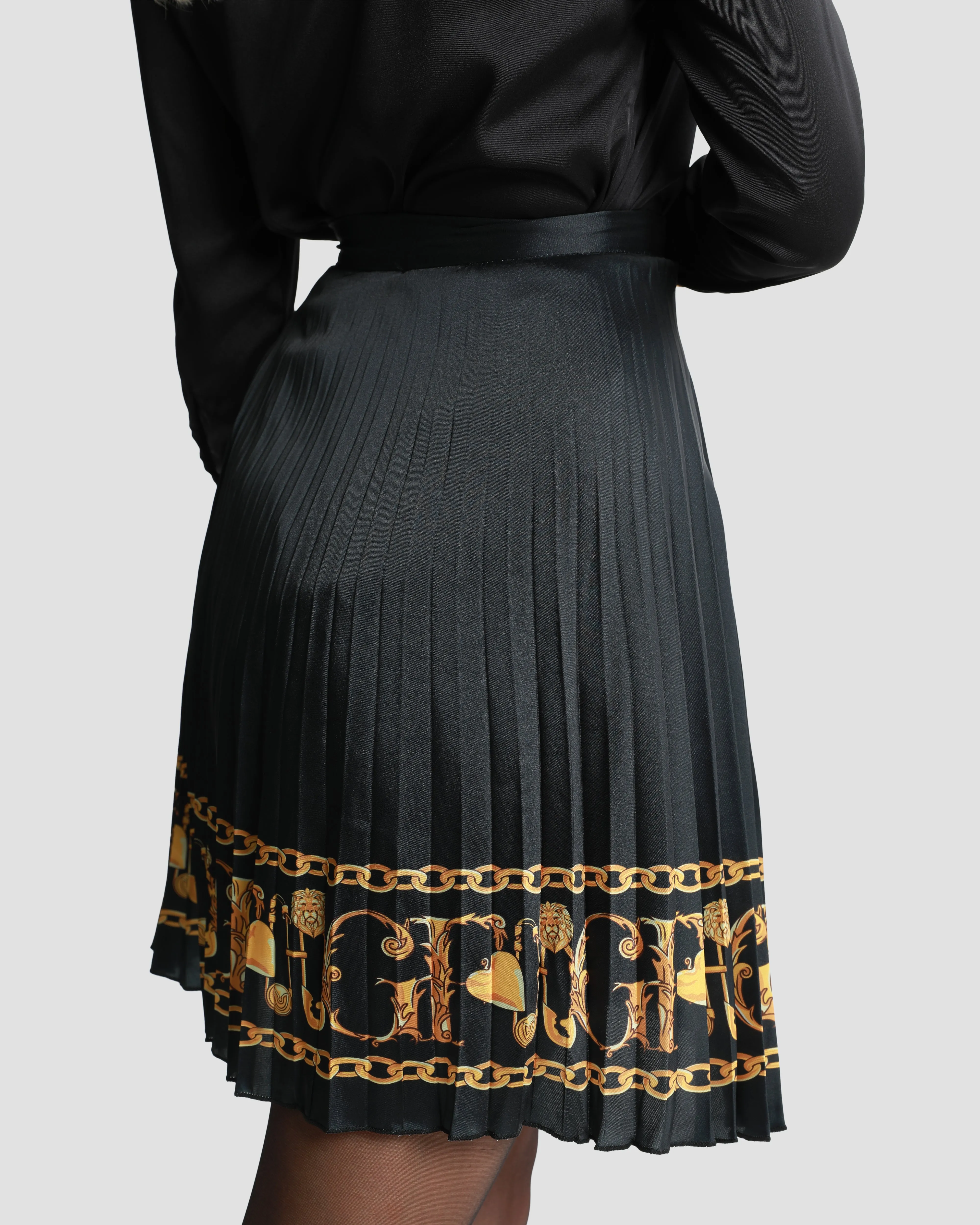 Baroque Trim Pleated Skirt