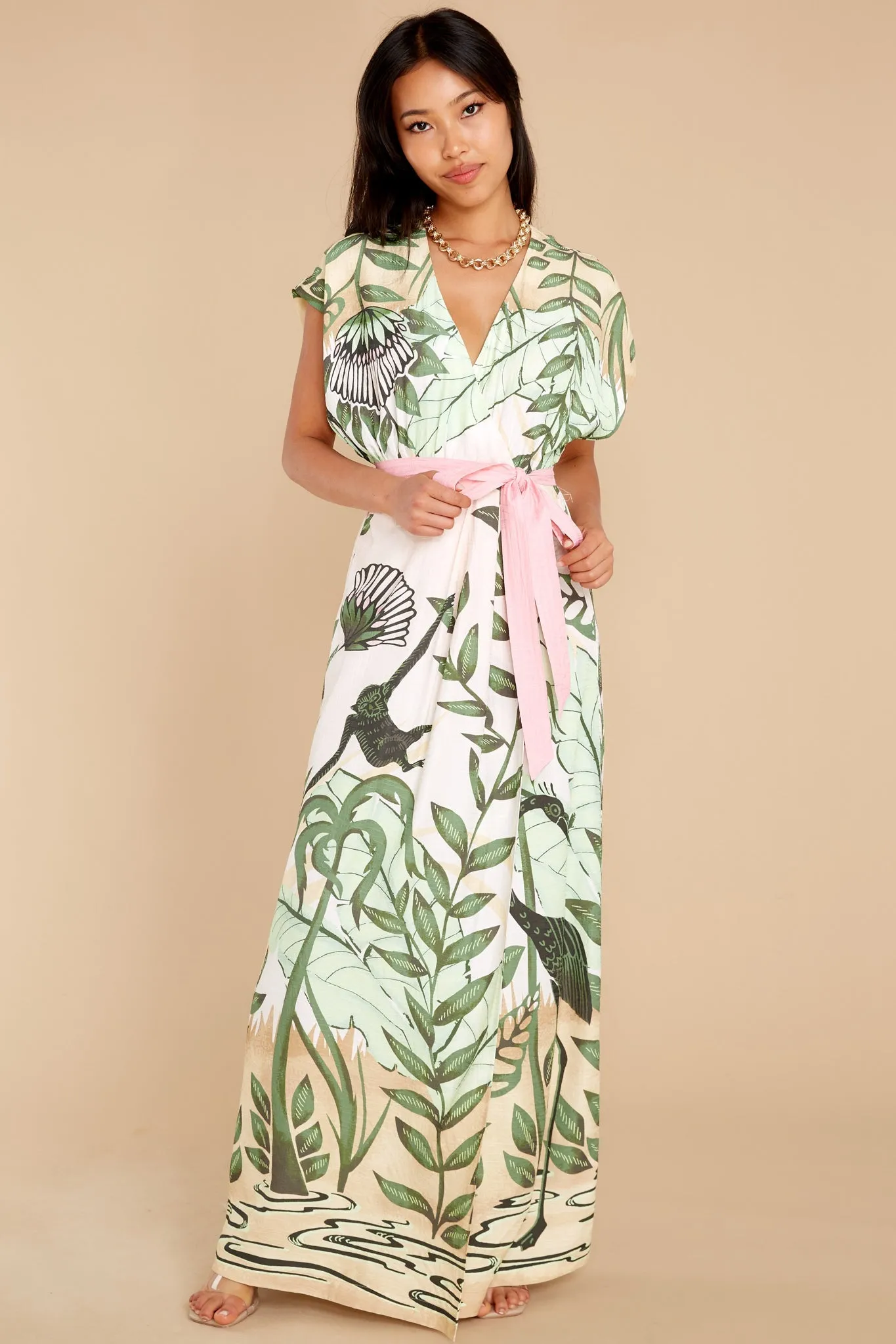 Beachside Blooms Ivory Multi Print Maxi Dress