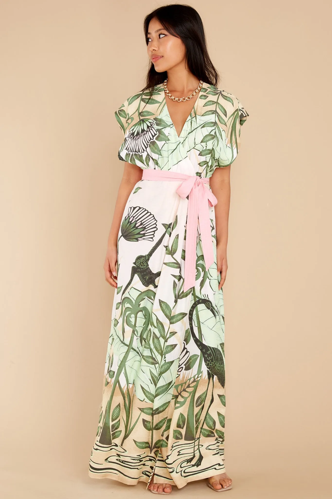 Beachside Blooms Ivory Multi Print Maxi Dress