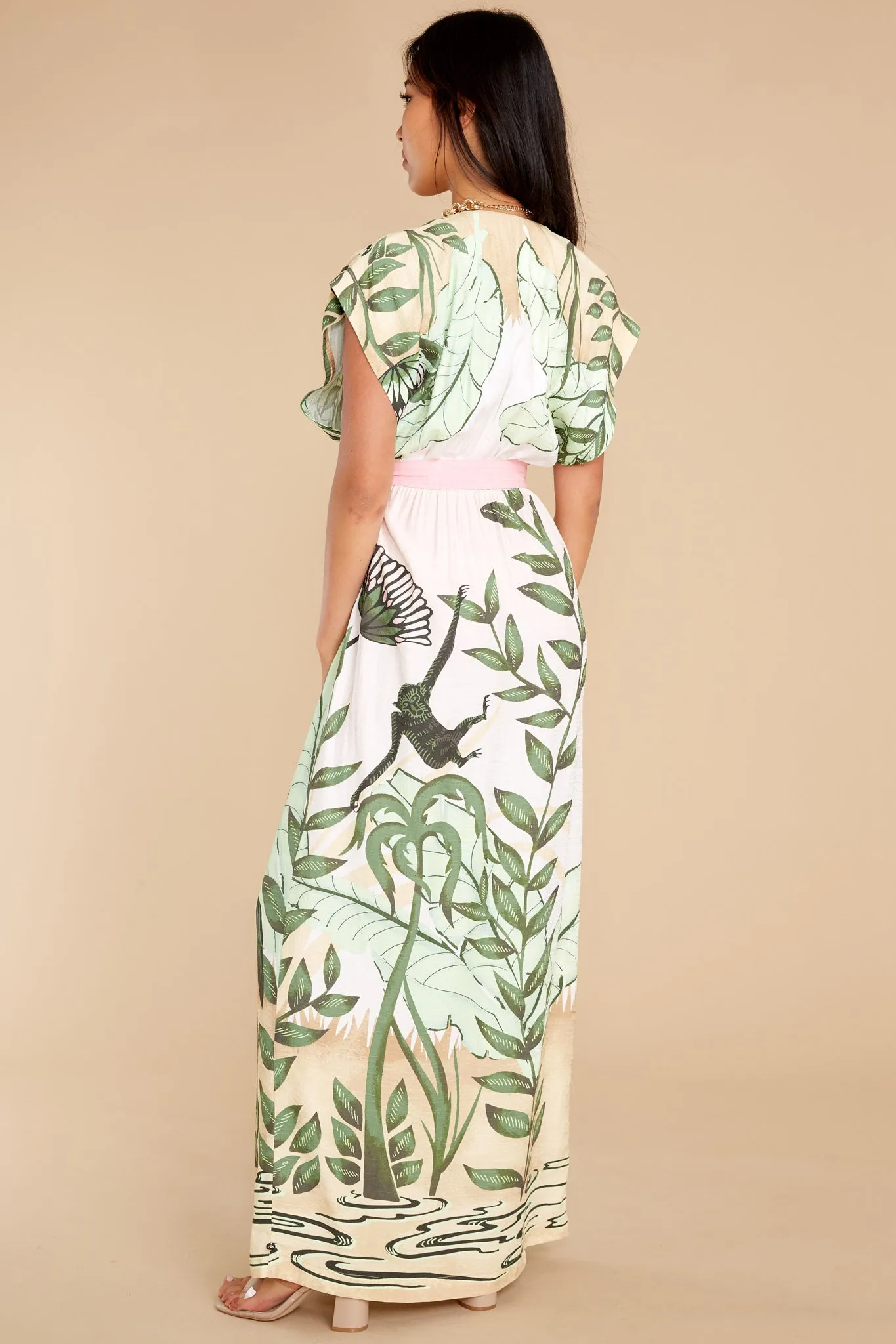 Beachside Blooms Ivory Multi Print Maxi Dress