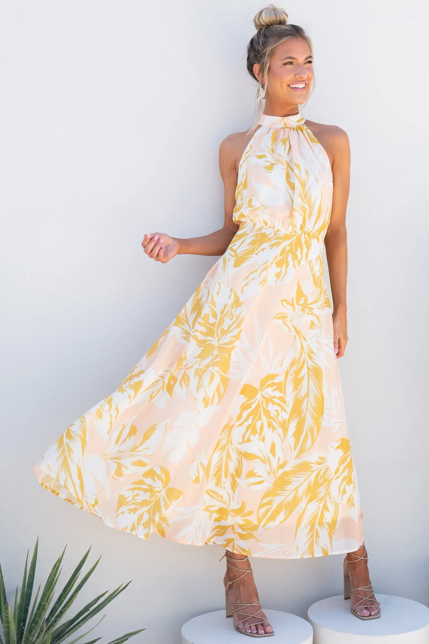 Beautiful Feelings Peach Multi Maxi Dress