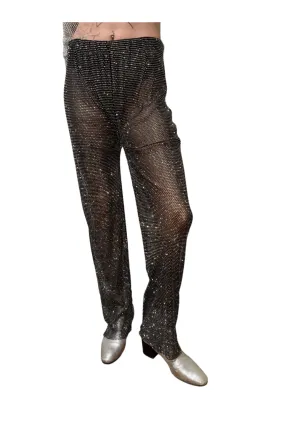 Black Crystal Mesh Pants