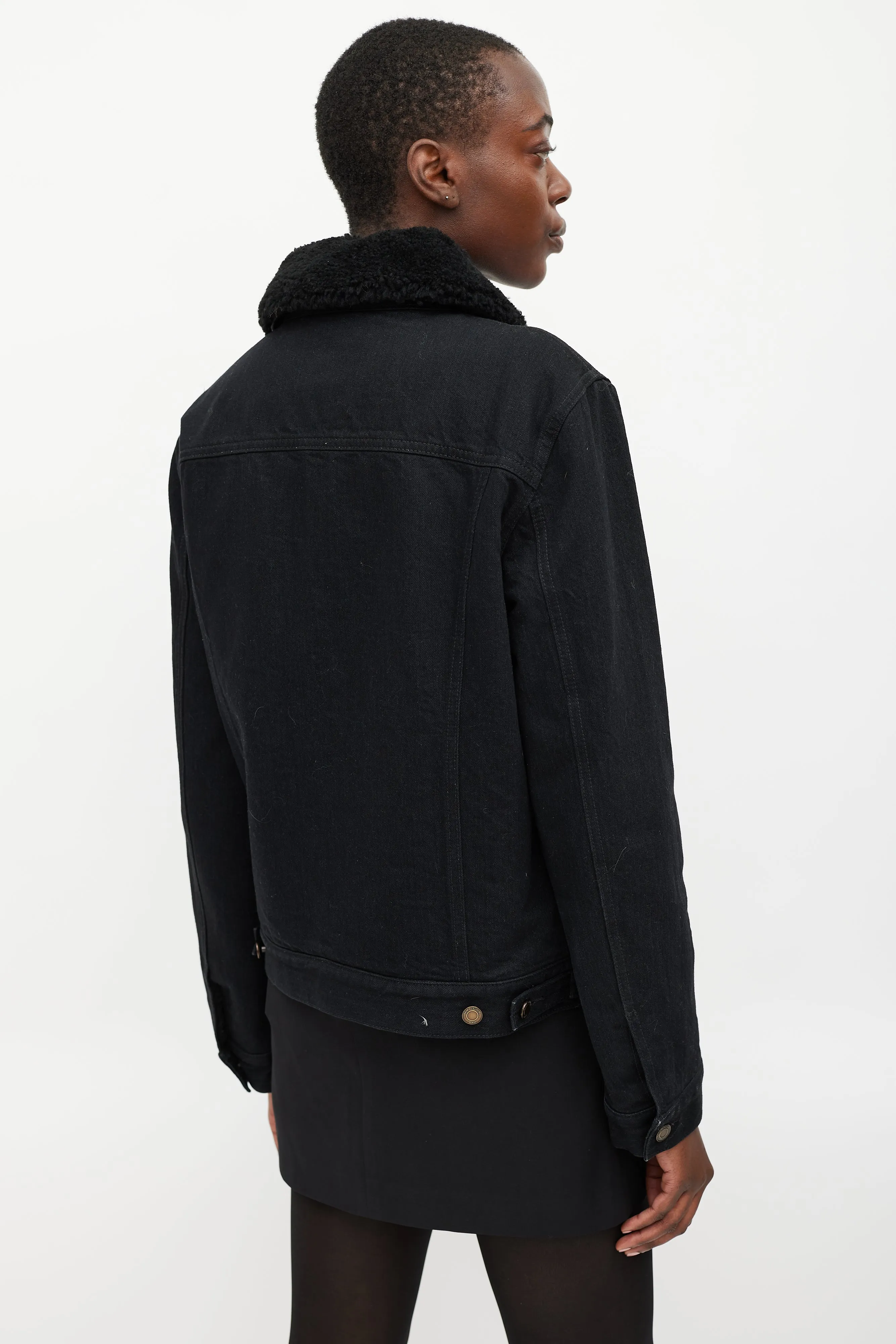 Black Denim Shearling Jacket