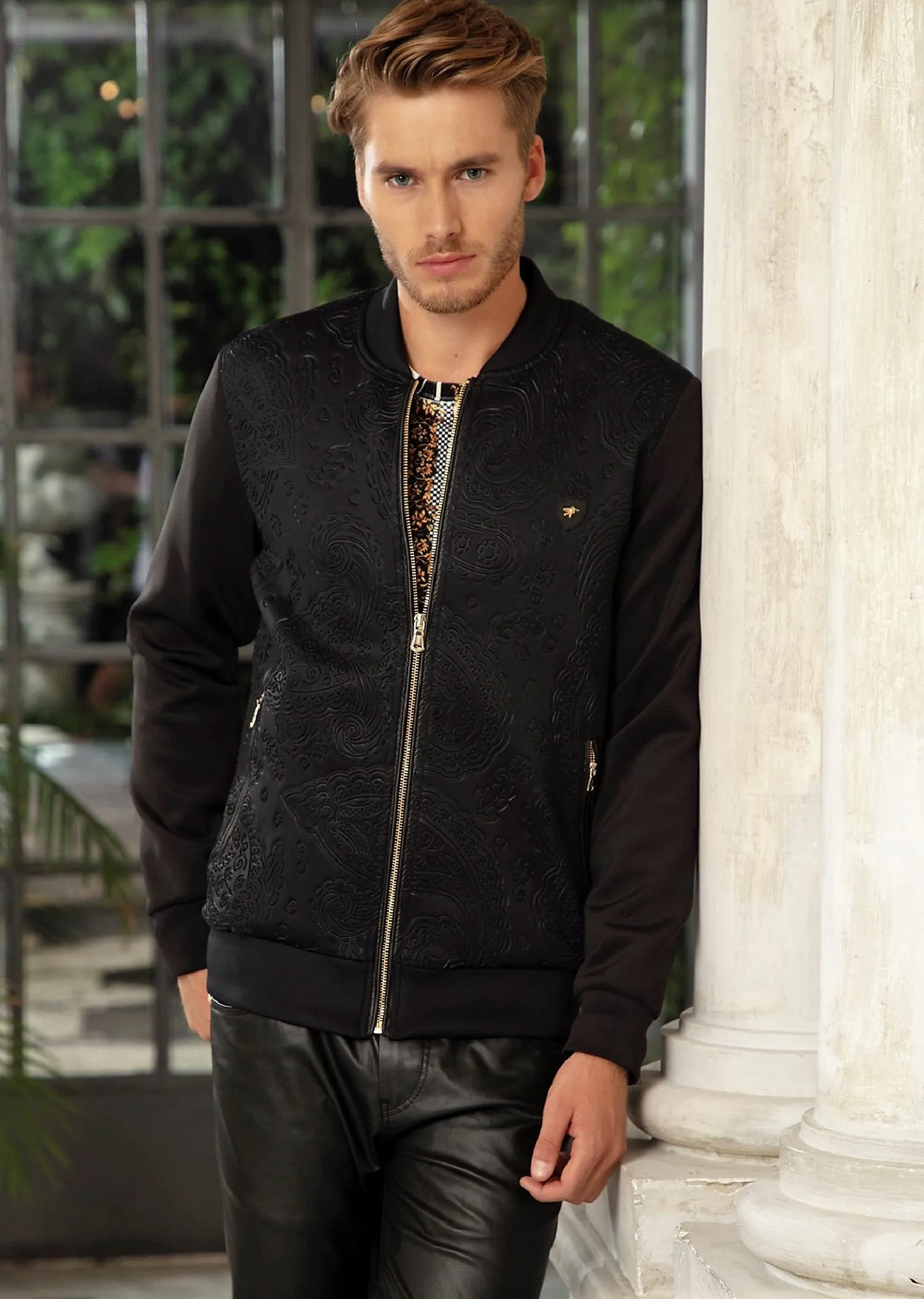 Black Gold Paisley Scuba Jacket