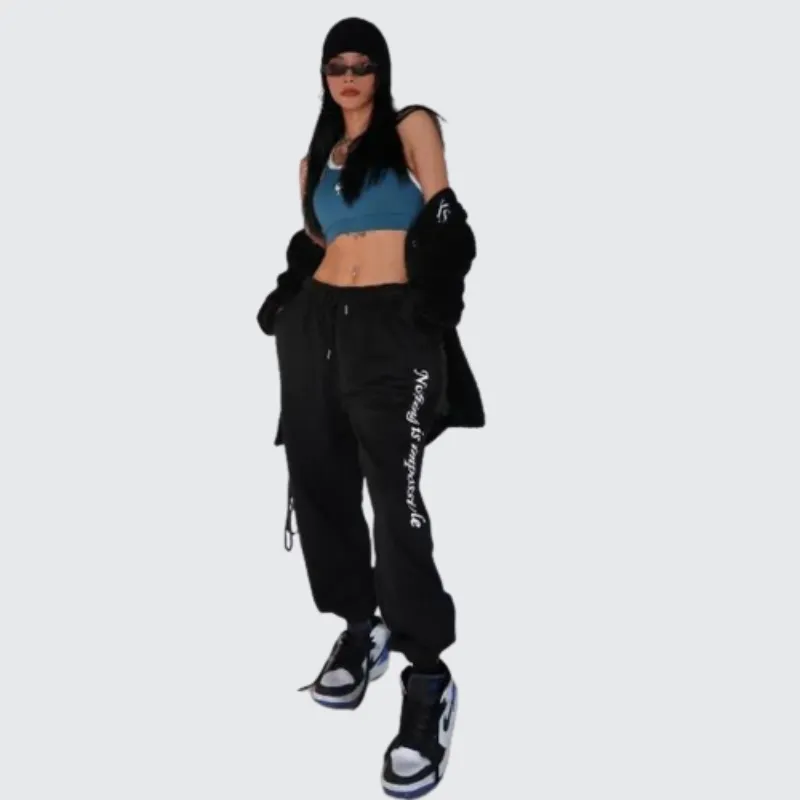 Black Streetwear Joggers Women's