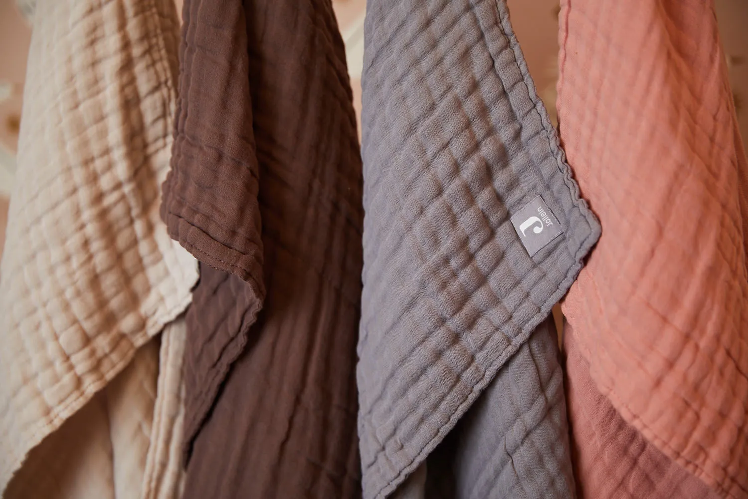 Blanket Cradle Wrinkled Cotton 75x100cm Chestnut